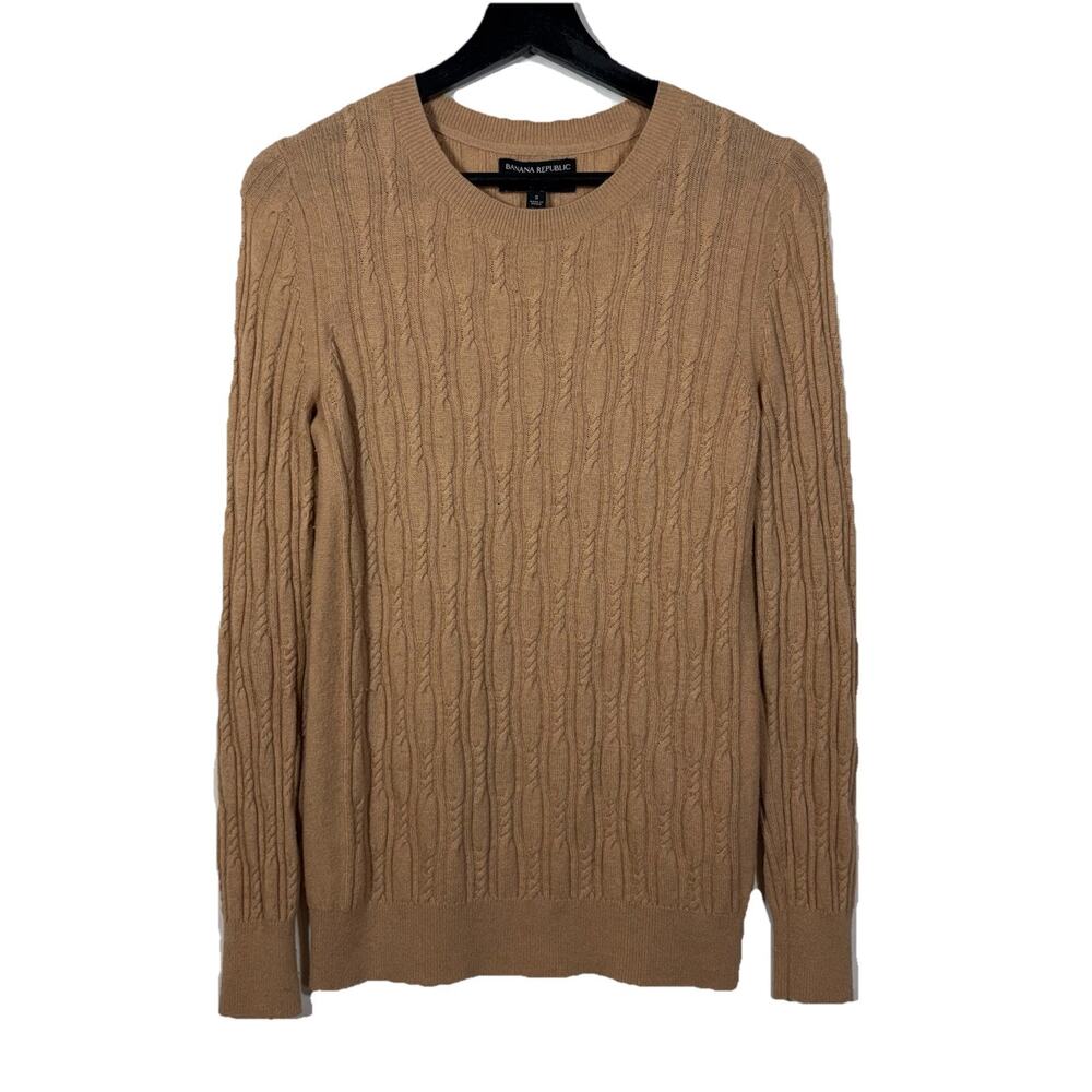 Banana Republic Filpucci Cable Knit Italian Yarn Sweater S Wool Cashmere Tan